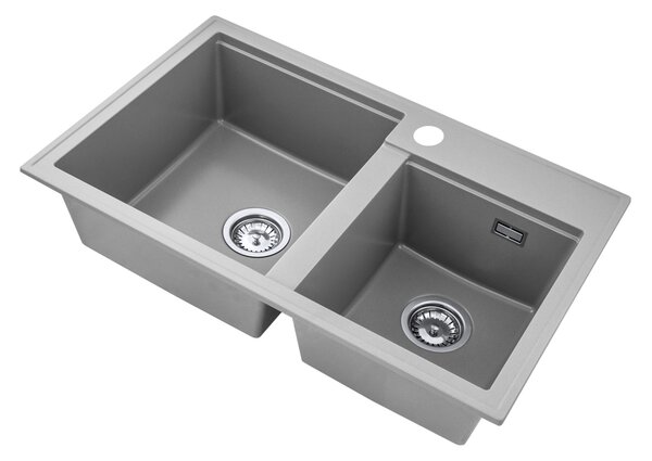 Gamma Modern 8020, 2-komorový granitový drez 795x495x210 mm, šedá, GMA-KAT00048