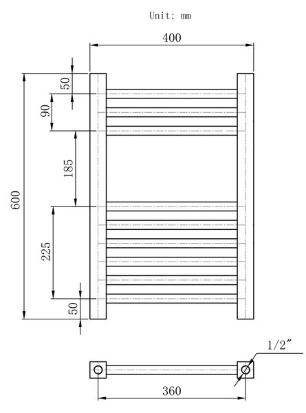 Gamma Erga Proper, vykurovacie teleso 600x400 mm, 256W, biela, ERG-LAV-PROP-6040-WH
