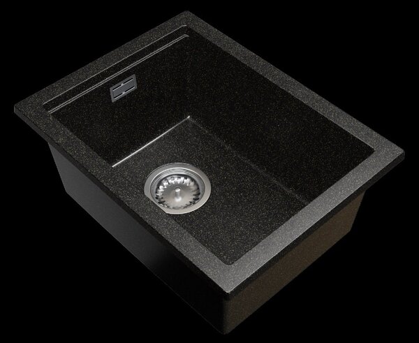 Gamma Decor 3850, 1-komorový granitový drez 380x500x207 mm, čierna so zlatými bodmi, GMA-ZLE000179