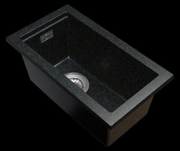 Gamma Decor 2850, 1-komorový granitový drez 280x500x207 mm, čierna so zlatými bodmi, GMA-ZLE000177