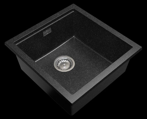 Gamma Decor 4850, 1-komorový granitový drez 480x500x215 mm, čierna škvrnitá, GMA-ZLE000176