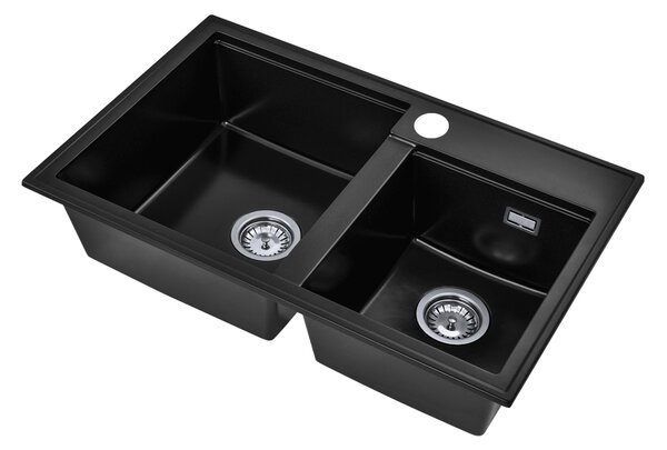 Gamma Modern 8020, 2-komorový granitový drez 795x495x210 mm, čierna, GMA-ZLE000026