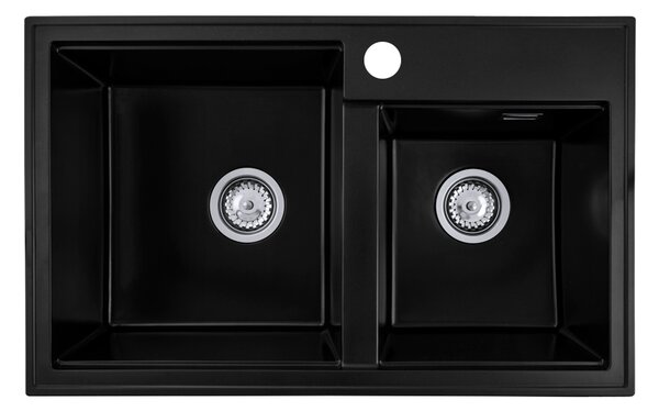 Gamma Modern 8020, 2-komorový granitový drez 795x495x210 mm, čierna, GMA-ZLE000026