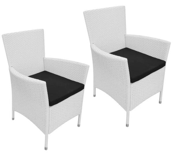 Záhradné stoličky 2 ks s podložkami, polyratan, krémovo biele