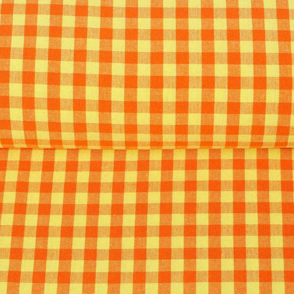 Bavlnená látka Olivia OL-006 Oranžovo-žltá kocka malá - šírka 150 cm