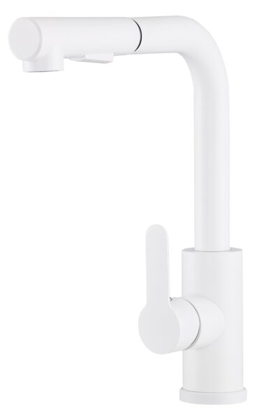Gamma Side 2, stojanková drezová batéria s výsuvným výtokom h-300, biela, GMA-BSE2-WH