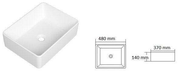 Gamma Juga, umývadlo na dosku 480x370x140 mm, biela lesklá, GMA-UC-JUGA