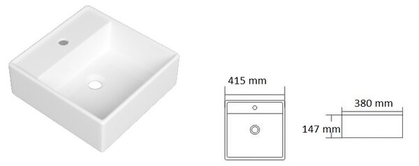 Gamma Gina, umývadlo na dosku 415x380x147 mm, biela lesklá, GMA-UC-GINA