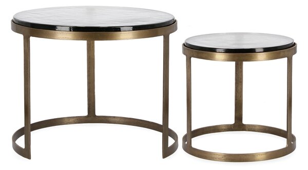 2SET ZAYLA ROUND mosadzný konferenčný stolík