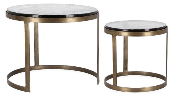 2SET ZAYLA ROUND mosadzný konferenčný stolík