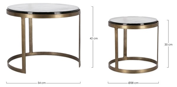 2SET ZAYLA ROUND mosadzný konferenčný stolík