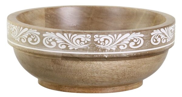 Drevená miska z mangového dreva s rezbami Tours - Ø 20*9 cm / 900ml - Chic Antique