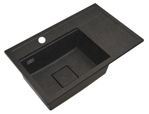 Gamma Quadro 8151, 1-komorový granitový drez 800x500x220 mm, čierna škvrnitá, GMA-ZLE000185