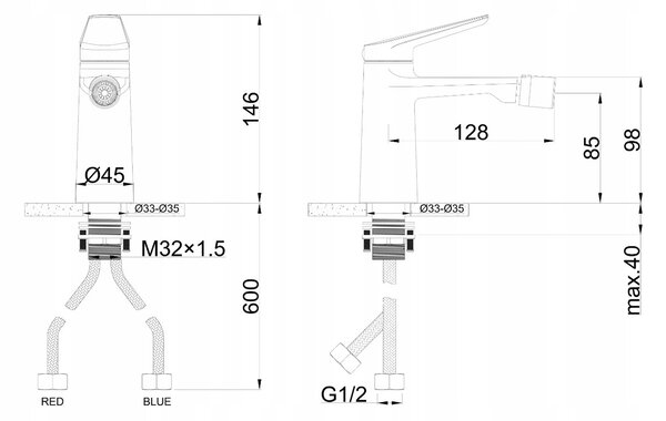 Gamma Evo, bidetová batéria h-146, biela, GMA-BEB-WH