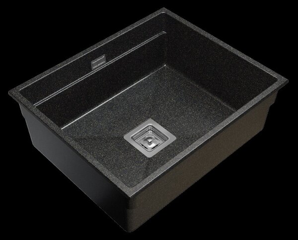 Gamma Decor 6050, 1-komorový granitový drez 600x500x220 mm, čierna so zlatými bodmi, GMA-ZLE000112