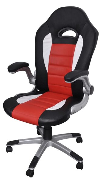 Červená kancelárska stolička z umelej kože s moderným dizajnom