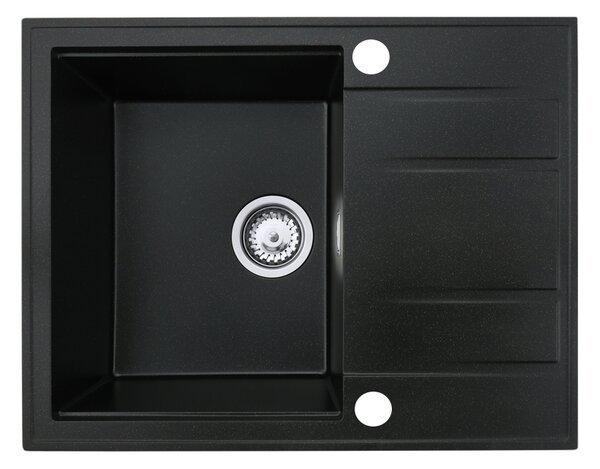 Gamma Modern 6550, 1-komorový granitový drez 650x500x210 mm s krátkym odkvapkávačom, čierna so zlatými bodmi, GMA-ZLE000093
