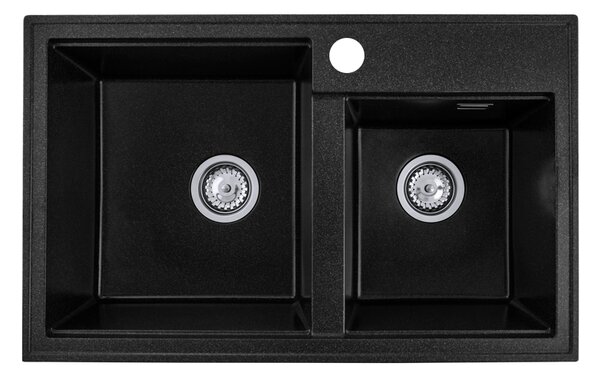 Gamma Modern 8020, 2-komorový granitový drez 795x495x210 mm, čierna škvrnitá, GMA-ZLE000025
