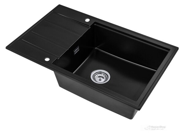 Gamma Modern 8010, 1-komorový granitový drez 800x500x210 mm, čierna, GMA-ZM-8010-BK