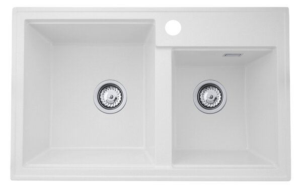 Gamma Modern 8020, 2-komorový granitový drez 795x495x210 mm, biela, GMA-ZLE000032