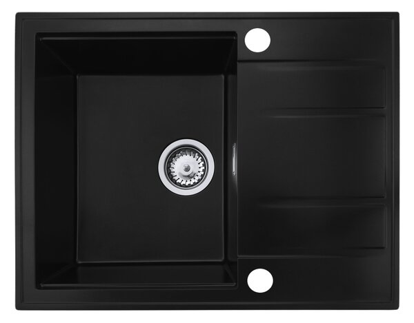 Gamma Modern 6550, 1-komorový granitový drez 650x500x210 mm s krátkym odkvapkávačom, čierna, GMA-ZLE000089