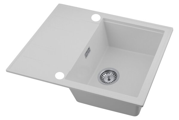 Gamma Modern 6550, 1-komorový granitový drez 650x500x210 mm s krátkym odkvapkávačom, biela, GMA-ZLE000094