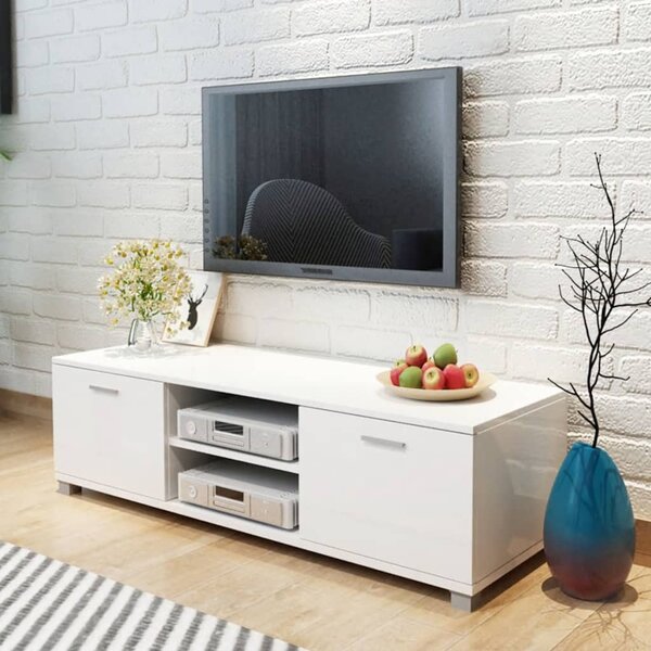 TV skrinka, lesklá biela 140x40,5x35 cm