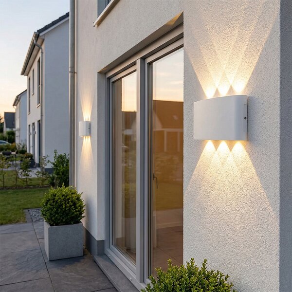 Vonkajšia nástenná lampa biela vrátane LED 6-svetlo IP54 - Silly
