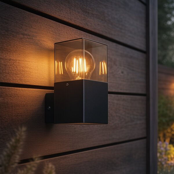Moderná vonkajšia nástenná lampa čierna IP44 s dymovým sklom - Dánsko