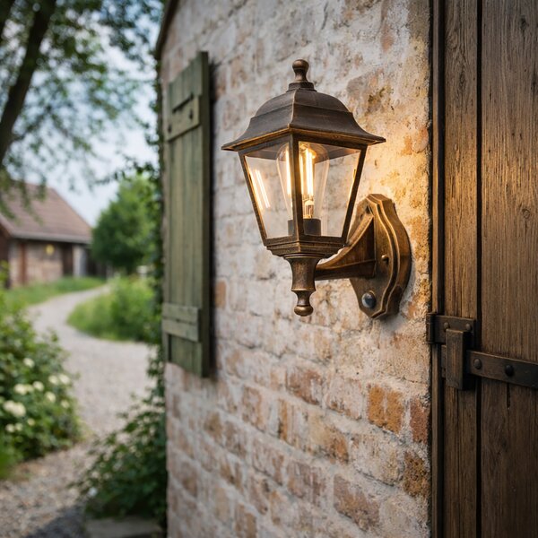 Antická nástenná lampa zlatá IP44 s detektorom pohybu - Capital