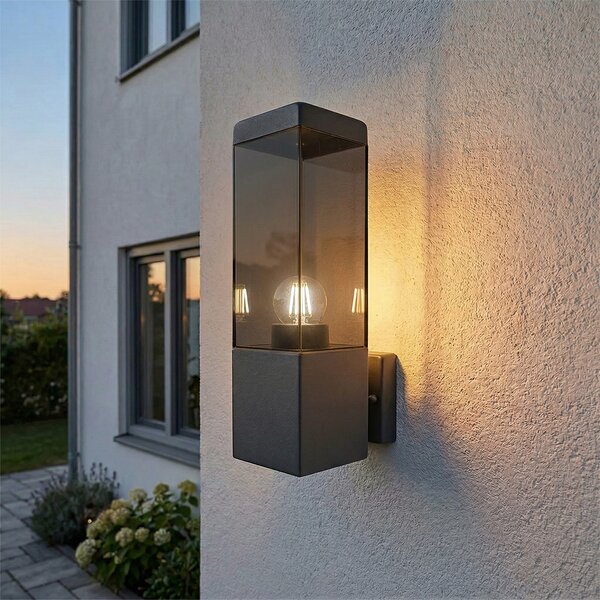 Moderná vonkajšia nástenná lampa tmavosivá s dymovým sklom - Malios