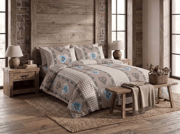 Krepové obliečky HEART RETRO POLY hnedé Rozmer obliečky: 70 x 90 cm | 140 x 220 cm