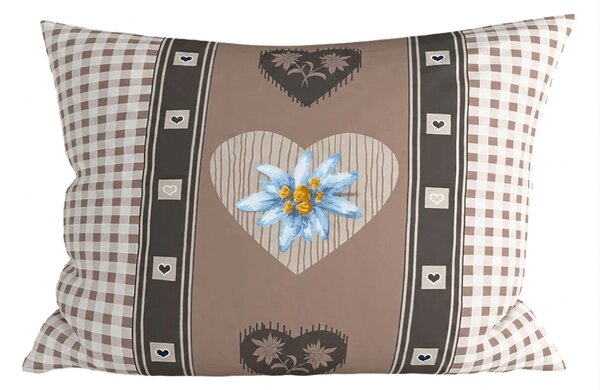 Polybavlnená obliečka na vankúš HEART RETRO POLY 70x90 cm, hnedý