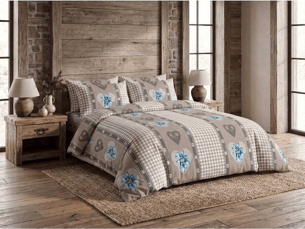Krepové obliečky HEART RETRO POLY hnedé Rozmer obliečky: 70 x 90 cm | 140 x 220 cm