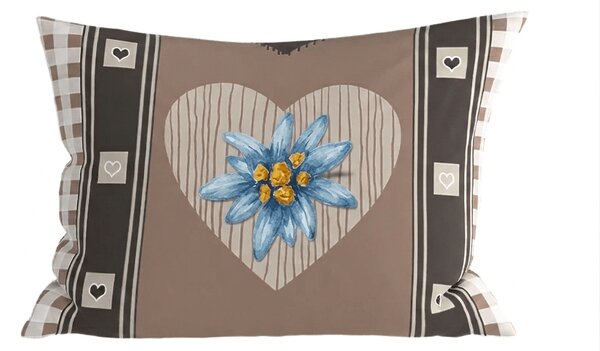 Polybavlnená obliečka na vankúš HEART RETRO POLY 50x70 cm, hnedý