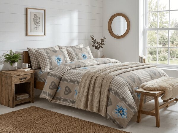 Krepové obliečky HEART RETRO POLY hnedé Rozmer obliečky: 70 x 90 cm | 140 x 220 cm