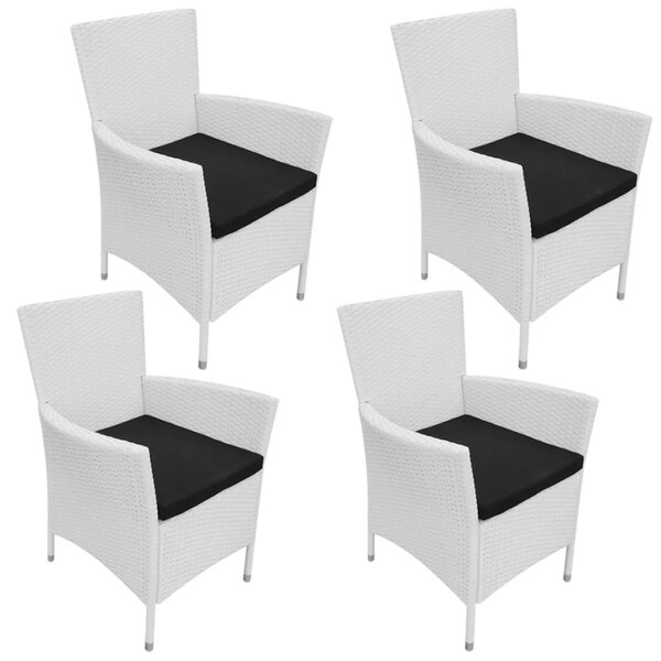 Záhradné stoličky 4 ks s podložkami, polyratan, krémovo biele