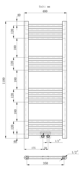Gamma Erga Simple, vykurovacie teleso 1100x400 mm, 372 W, biela, ERG-LAV-SIMP-11040-WH