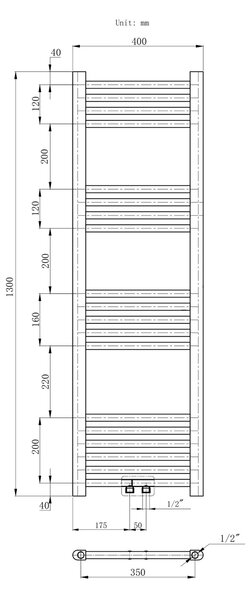 Gamma Erga Simple, vykurovacie teleso 1300x400 mm, 441 W, čierna, ERG-LAV-SIMP-13040-BK