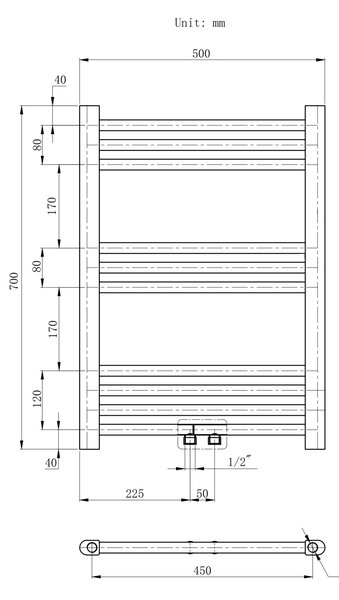 Gamma Erga Simple, vykurovacie teleso 700x500 mm, 275 W, biela, ERG-LAV-SIMP-7050-WH
