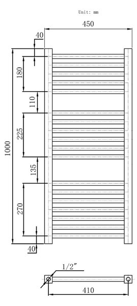 Gamma Erga Proper, vykurovacie teleso 1000x450 mm, 521W, čierna, ERG-LAV-PROP-10045-BK