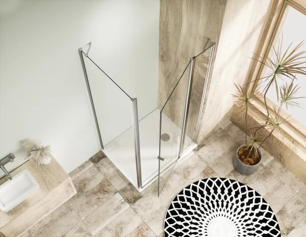 ALFA-V LINE COMBI Chrom 120x90 Číre Sprchovací kút s pevnou stenou v rovine