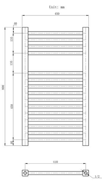 Gamma Erga Proper, vykurovacie teleso 800x450 mm, 428W, čierna, ERG-LAV-PROP-8045-BK