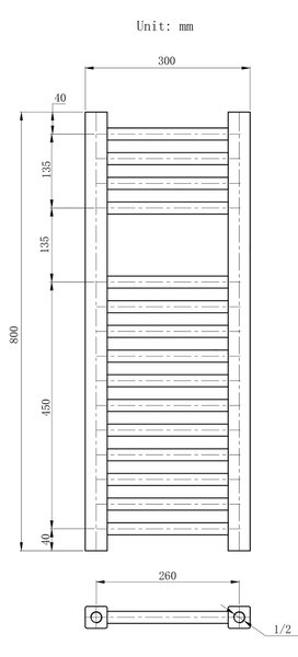 Gamma Erga Proper, vykurovacie teleso 800x300 mm, 314W, biela, ERG-LAV-PROP-8030-WH