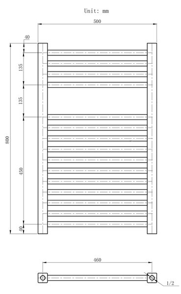 Gamma Erga Proper, vykurovacie teleso 800x500 mm, 466W, biela, ERG-LAV-PROP-8050-WH