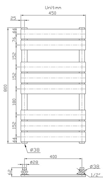 Gamma Erga Classic, vykurovacie teleso 800x450 mm, 408W, čierna matná, ERG-LAV-CLAS-120450-BK