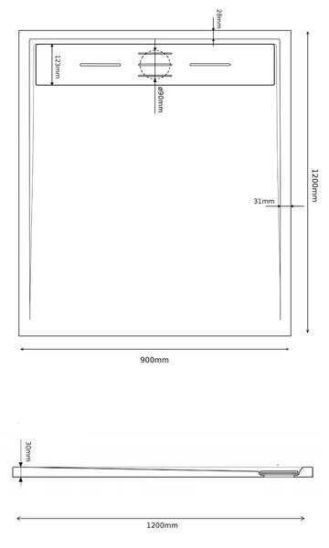 Gamma Erga Almac, SMC sprchová vanička 120 x 90 x 3 cm, biela, ERG-GMA-AL-90120