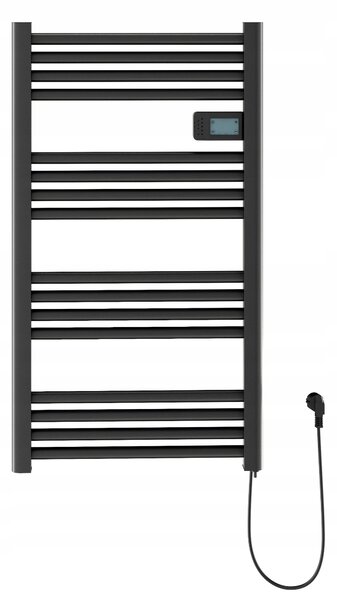 Erga Pago, elektrické vykurovacie teleso 960x540 mm s digitálnym termostatom, 500W, čierna matná, ERG-LAV-GRZE-E-ALU-960540-BK