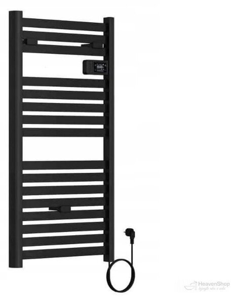 Erga Pago, elektrické vykurovacie teleso 960x540 mm s digitálnym termostatom, 500W, čierna matná, ERG-LAV-GRZE-E-ALU-960540-BK