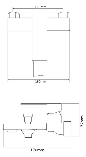 Gamma Cube, nástenná vaňová batéria, chrómová, GMA-BCEW-CH